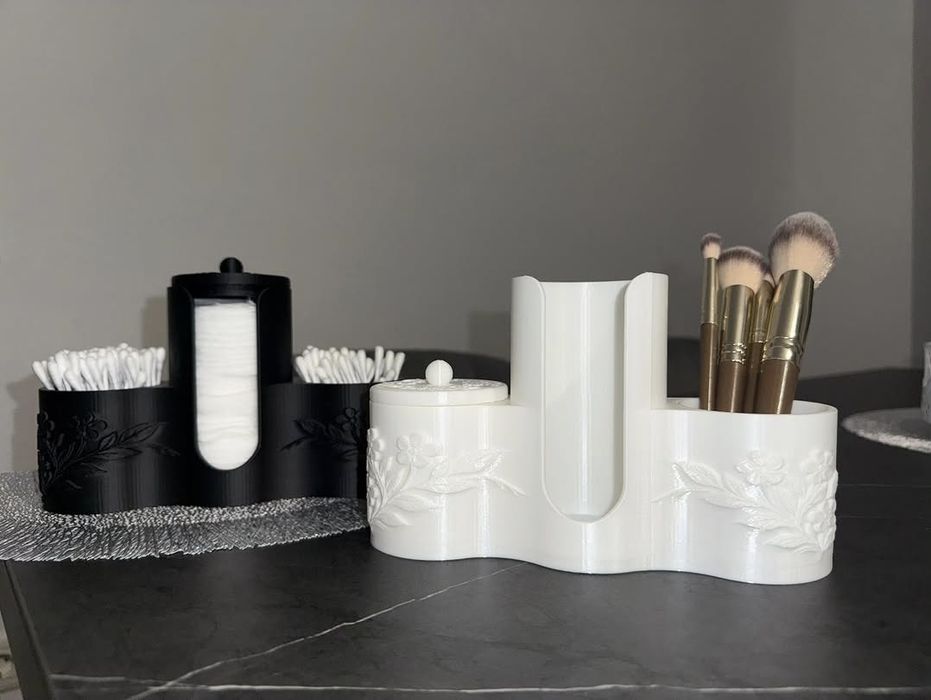 Organizatoare cosmetice imprimate 3D din PETG – suport pensule & dischete demachiante