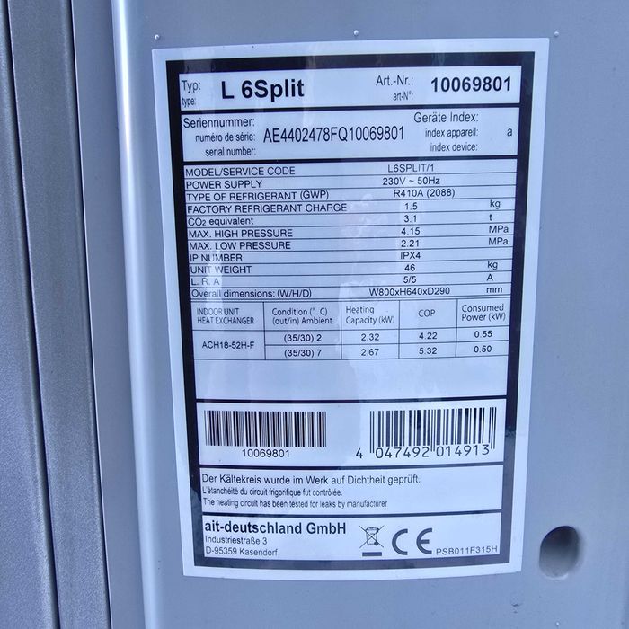 Pompă de căldură aer-apă NOVELAN LICV 8.2R1/3 – sistem split, R410A