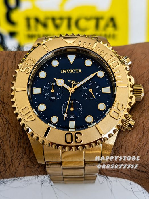 INVICTA Grand Diver Gold blue dial 47 mm, Инвикта нов мъжки часовник