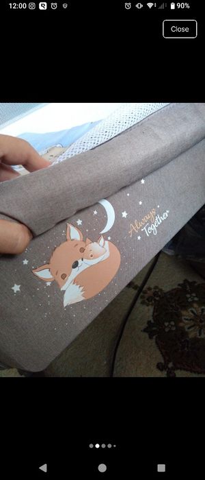 Patut co-sleeper NOU pentru bebelusi Cangaroo Always Together cu laterala culisanta, 5 pozitii de reglare inaltime