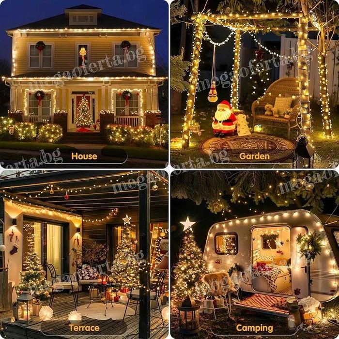 Светещ Коледен Гирлянд 50м. с 250 светодиода и 8 режима на светене