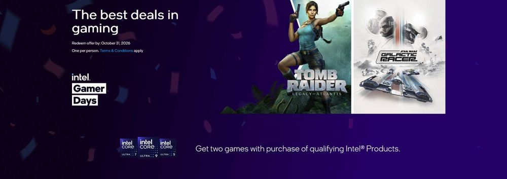Intel gamer days ключ за 2 игри Tomb Raider/Star wars + бонус 3та