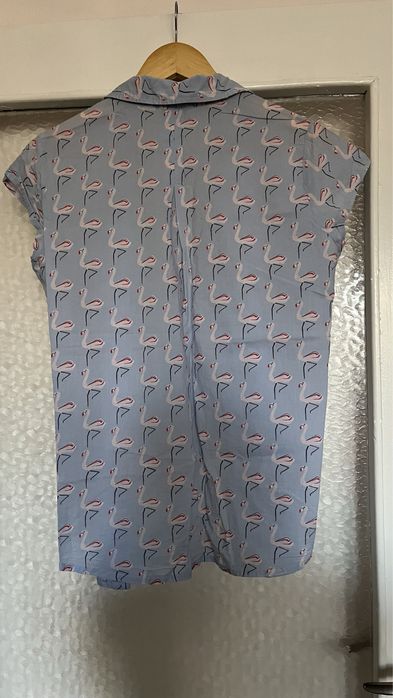 Дамска риза с къс ръкав с фламинго нова