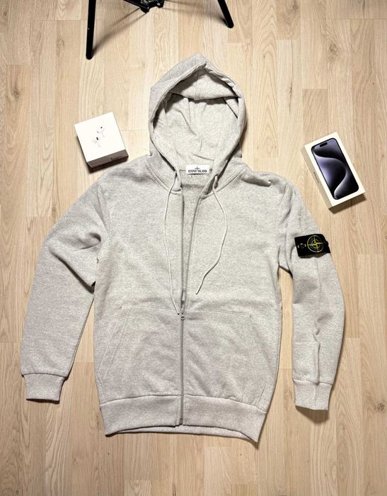 ПРОМОЦИЯ Мъжки Черен и Сив Суичър Stone Island Зип Худи Стоун Айлънд