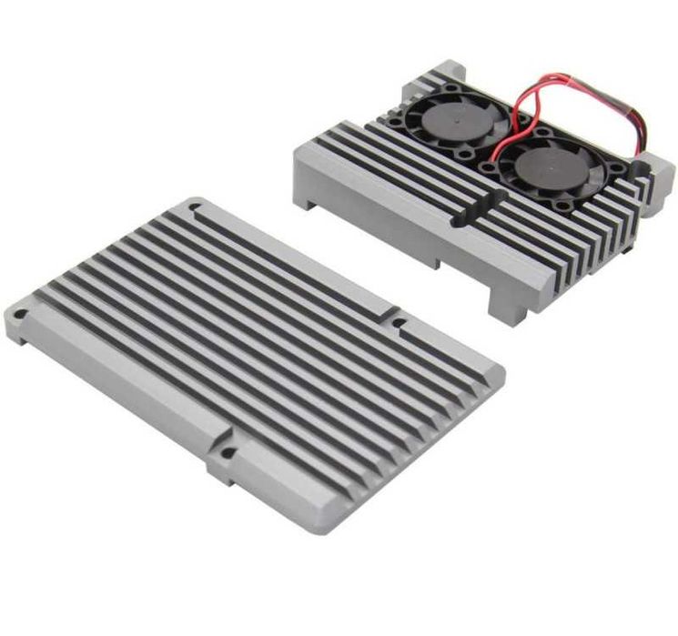 Carcasă aluminiu cu radiator / cooler (racire activă) pentru Raspberry Pi4