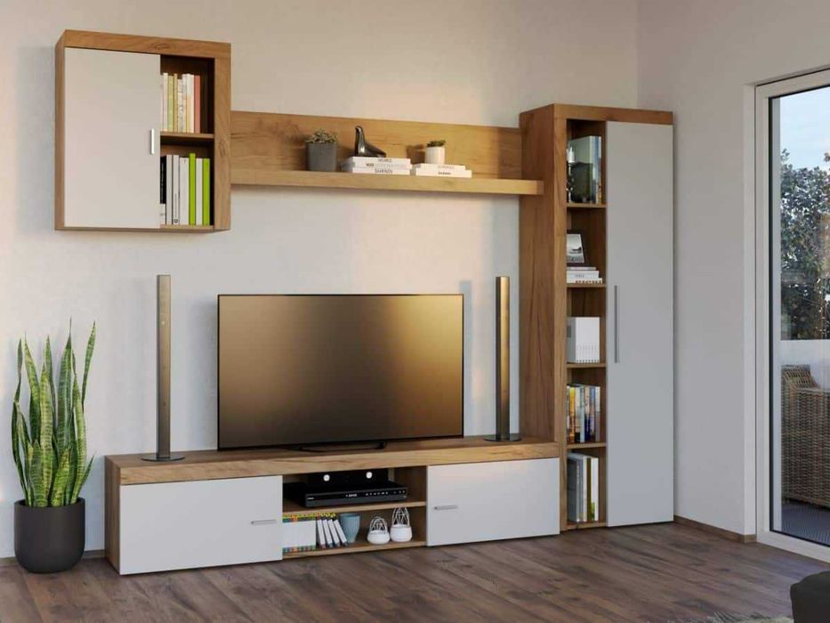 Pachet Mobila Dormitor + Living Stejar / Alb