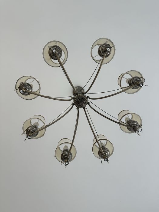 Candelabru elegant cu 6 brațe și abajururi crem