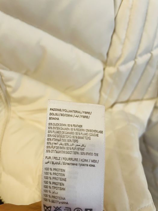 Белый пуховик U.S.Polo Assn., наполнитель пух-перо