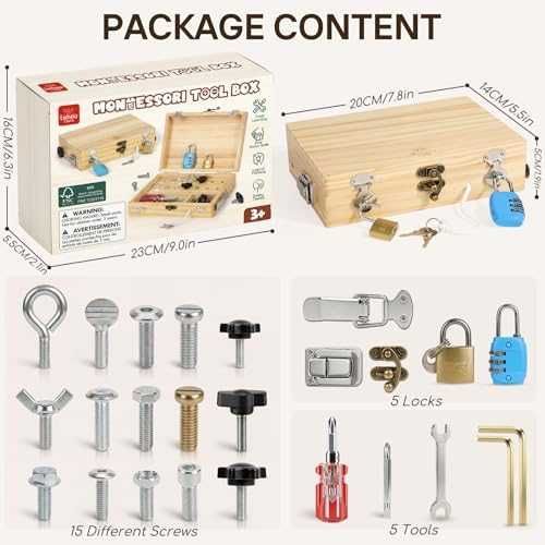 Нова Детска образователна дървена Монтесори играчка с отвертки ключалки и ключове