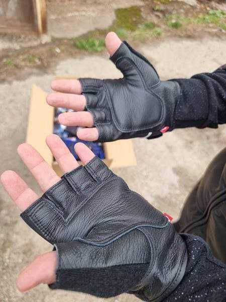 Тактический безпалцевой кожанный перчатка