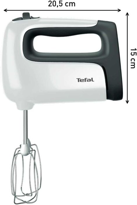 ПРОМО Нов Мощен 2г Гаранция Ръчен Миксер TEFAL PrepMix+ HT462138, 500 W, 5 скорости, Турбо режим, Бял