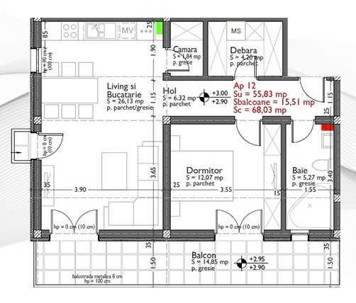 Vand apartament cu 2 camere – Unirii, str. Pomilor