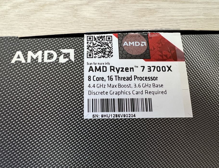 Процесор AMD Ryzen 7 3700X, AM4, Zen2, 8 ядра / 16 нишки