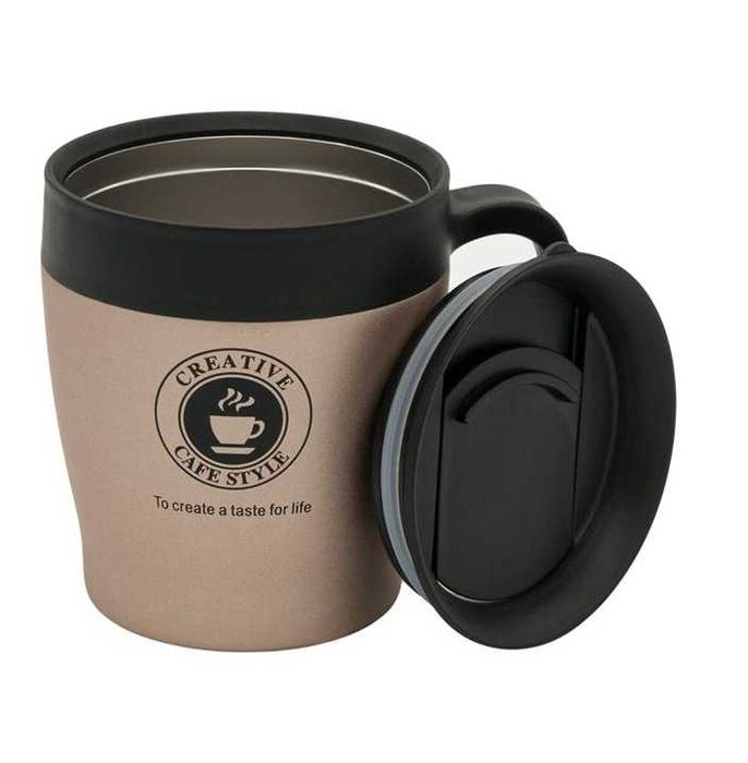 Термочаша Mercado Trade, С капак, С дръжка, За напитки, 350 мл., Метал