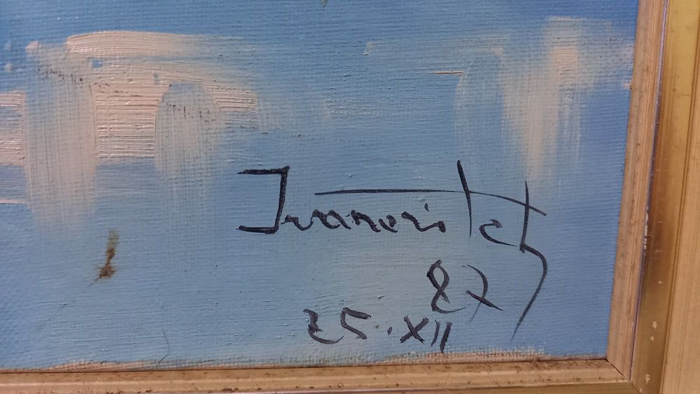 Tablou mare, ulei/panza, Nud Albastru