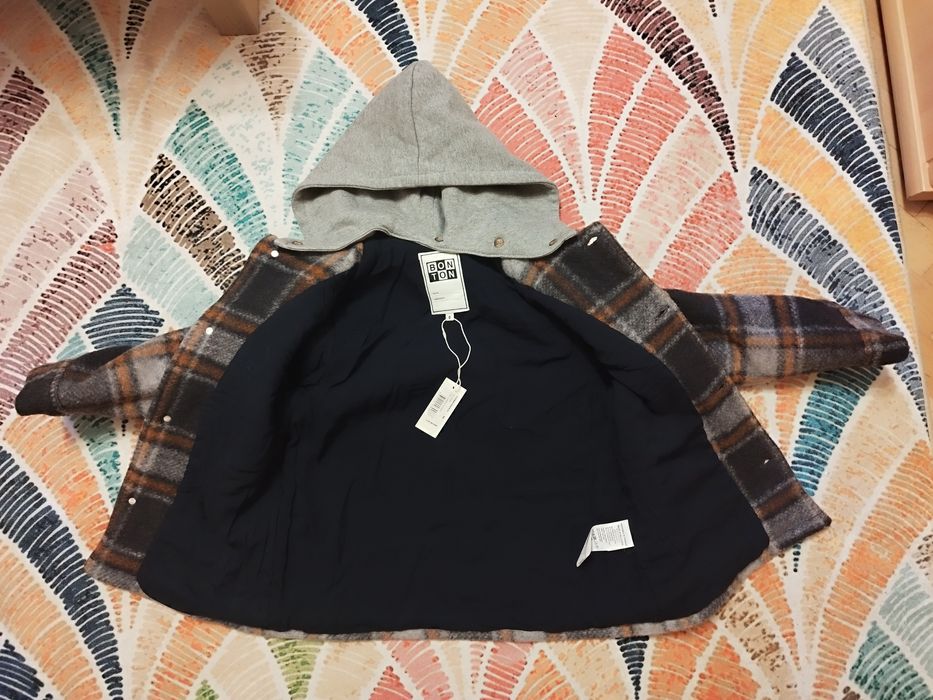 Палтенце с трикотажна качулка за момче / момиче за 8 години