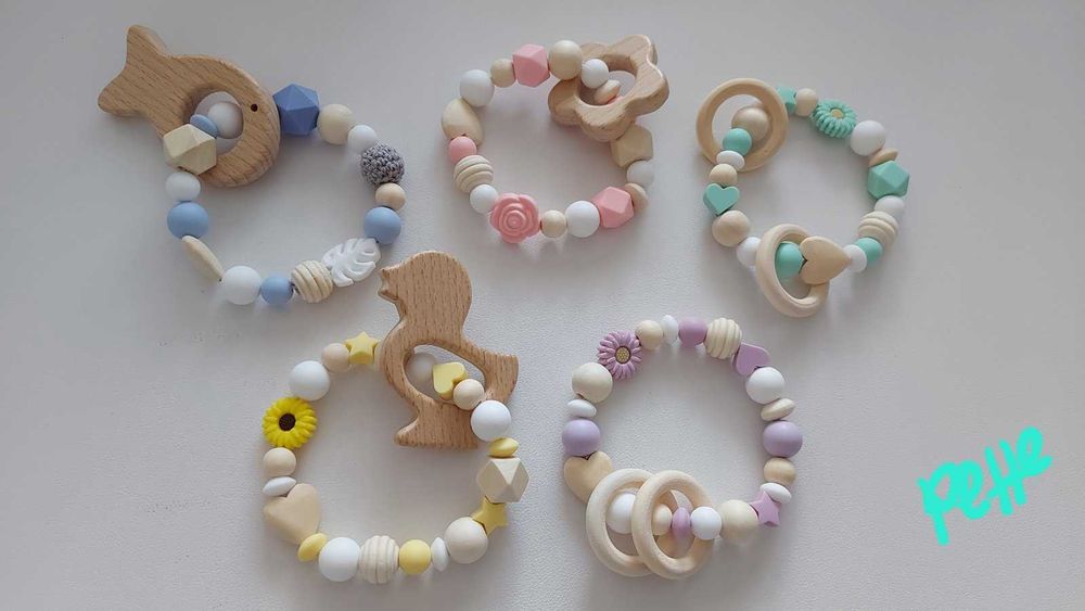 Персонализиран клипс за биберони, гердан за кърмене, гривна дъвкалка