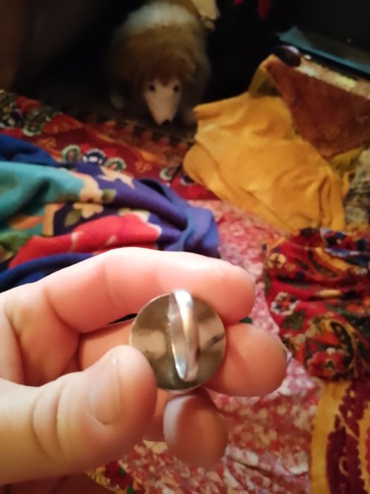 Кольцо серебряное с позолотой.