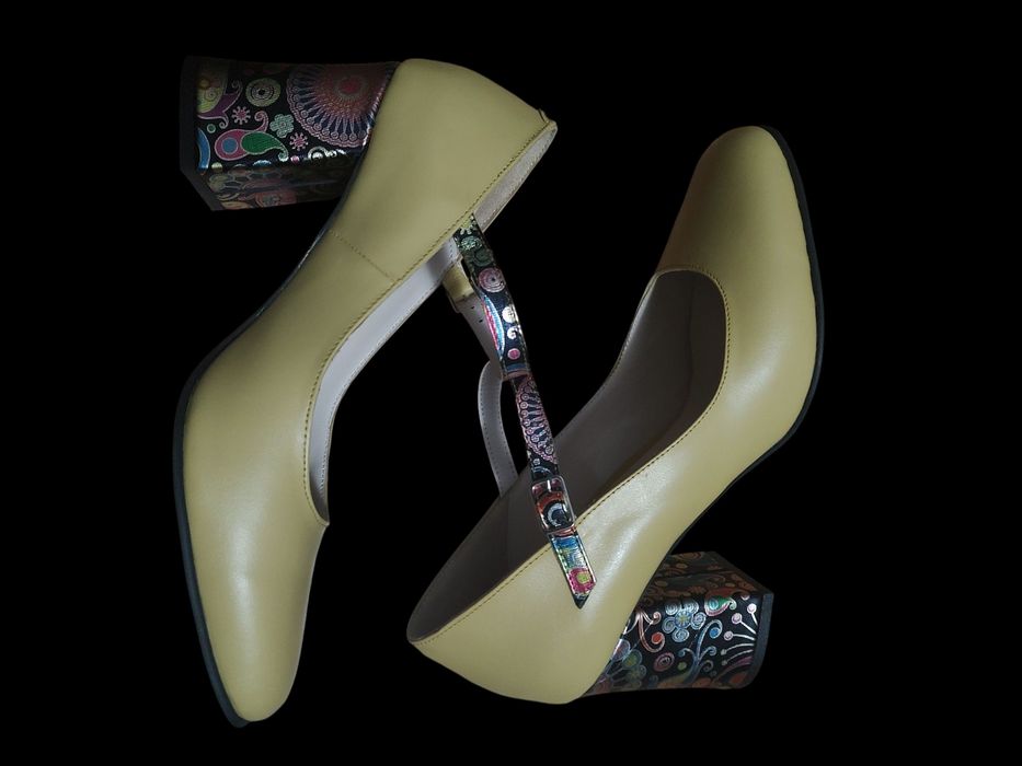 Pantofi DASHA 39 piele naturala ocru/galben deosebiti