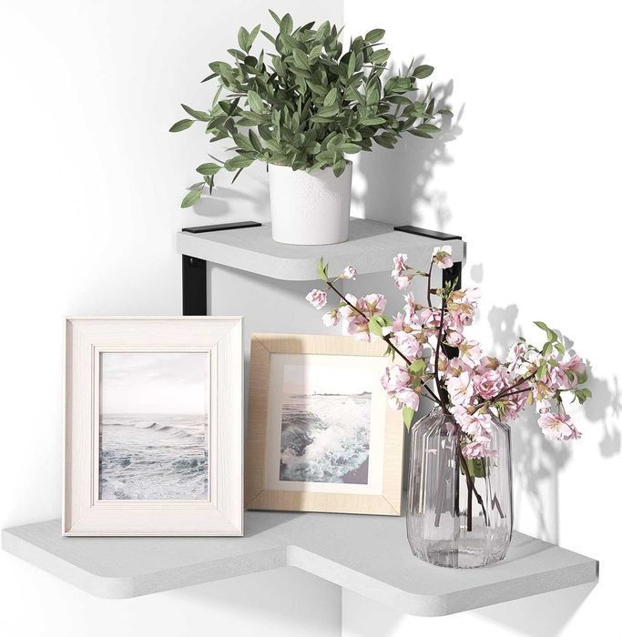 Raft colt SRIWATANA, perete, lemn rustic, alb