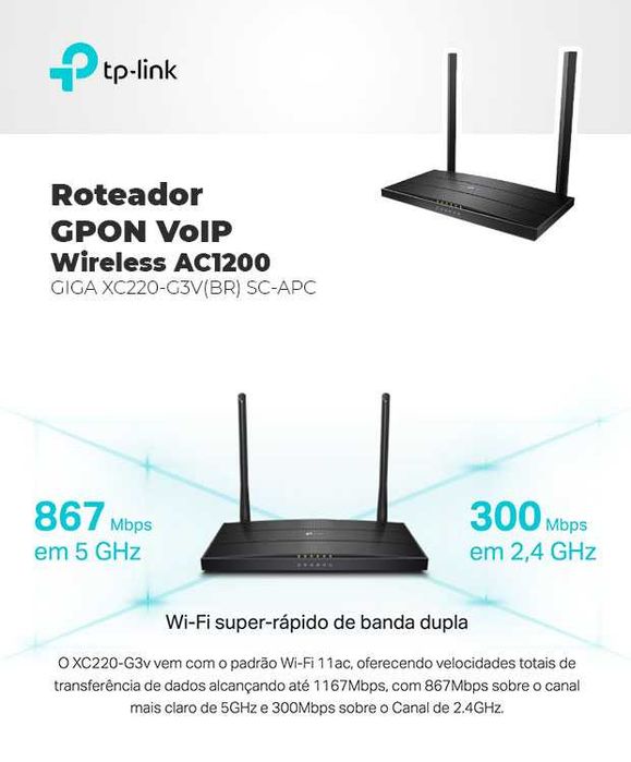 TP-Link XC220-G3v Wi-Fi роутер AC1200 с поддержкой GPON и VoIP