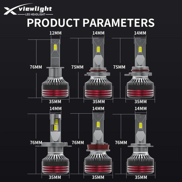 Set 2 Becuri LED H1 H4 H7 H8 H9 H11 HB3 HB4 9005 120W 55.000 Lm 6500K
