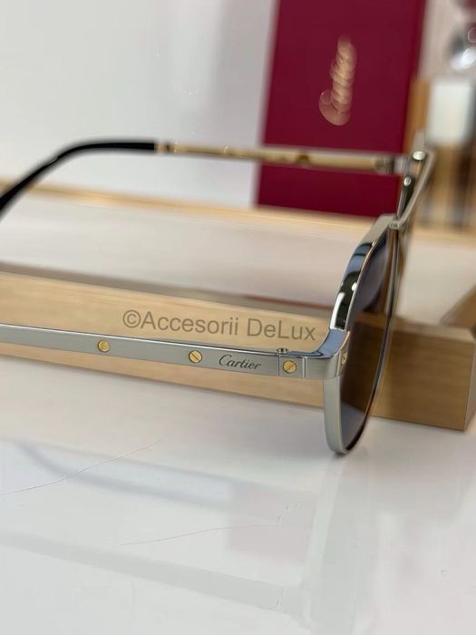 Ochelari de Soare Cartier CT0571S Noi Full Box Santos De Cartier [Verificare Colet] Silver