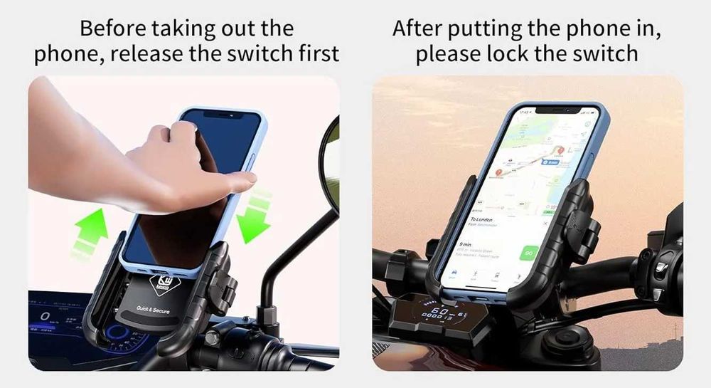 Suport telefon PH-06U, motocicleta, bicicleta, trotineta, waze, maps