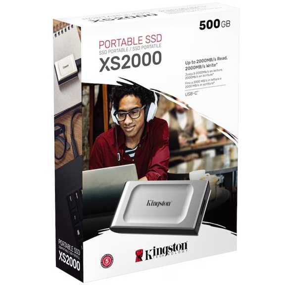 SSD extern portabil Kingston XS2000, 500GB, USB 3.2, Argintiu SIGILAT