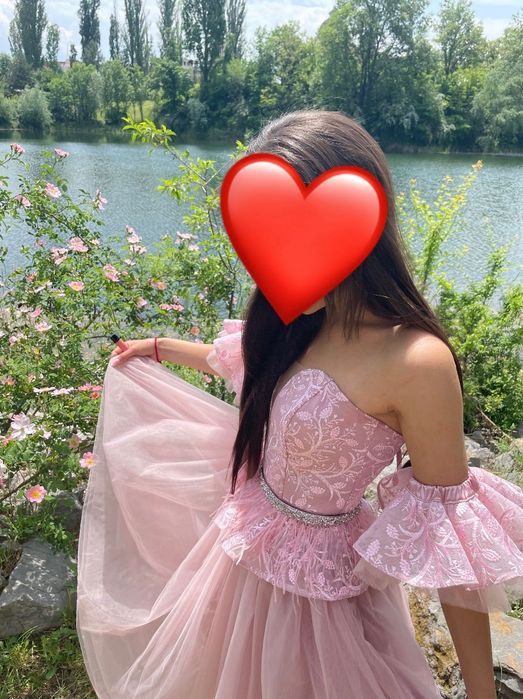 Бална розова рокля ХС