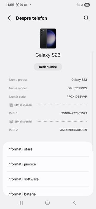 Samsung  S 23  5 G  Black Phantom 128 Gb  By Pass