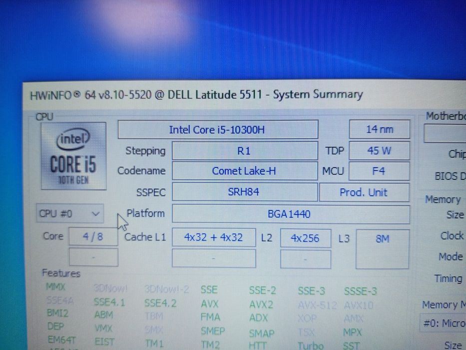 15.6" Dell Latitude 5511 256 GB, 8GB DDR4. Бизнес клас!