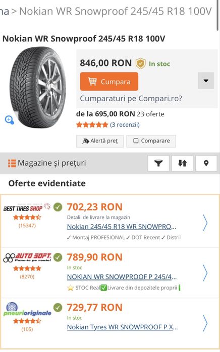 Anvelope iarna 245.45.18’ Nokian 7mm