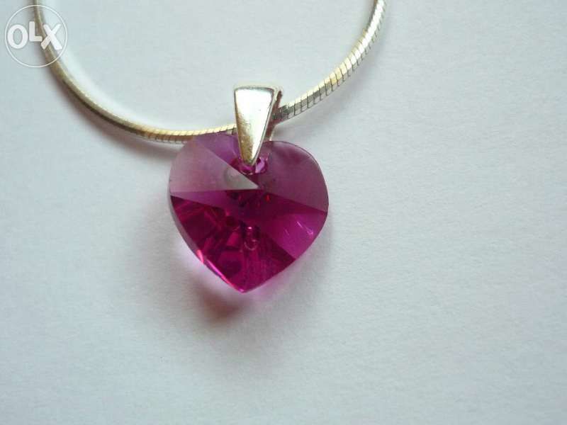 10мм Сваровски сърца - НОВИ със сребърен държач