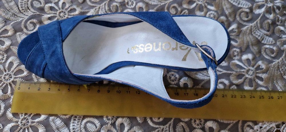 Sandale din piele intoarsa bleumarin