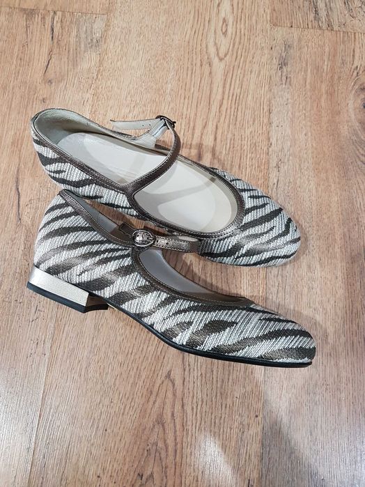 Deosebiti pantofi-balerini dama noi piele+ tesut made in Italy 37