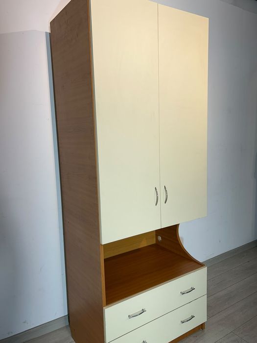 Șifonier cu 2 Uși și 2 Sertare; Dulap Dormitor; Dressing cu Rafturi