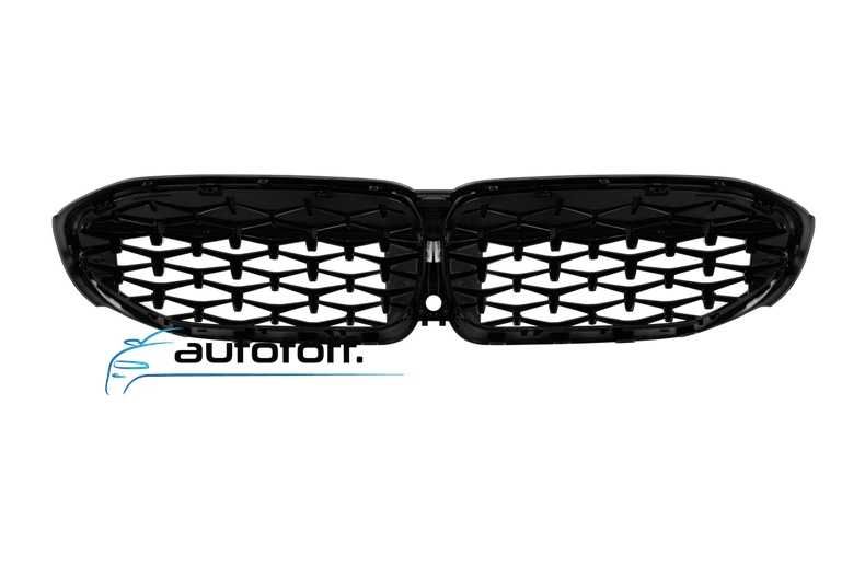 Grila iluminata compatibila cu BMW Seria 3 G20 G21 (19-22) Negru lucios si silver cu LED