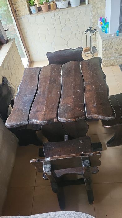 Set de mobilier rustic din lemn masiv