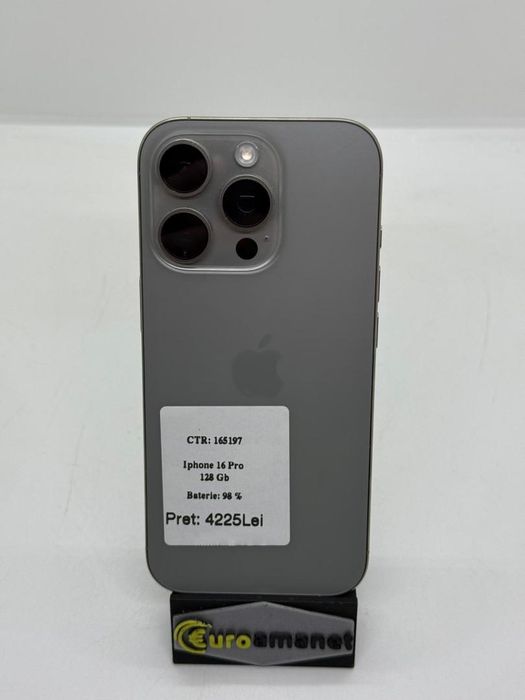 Telefon mobil Apple iPhone 16 Pro, 128GB, 5G, Natural Titanium -A-