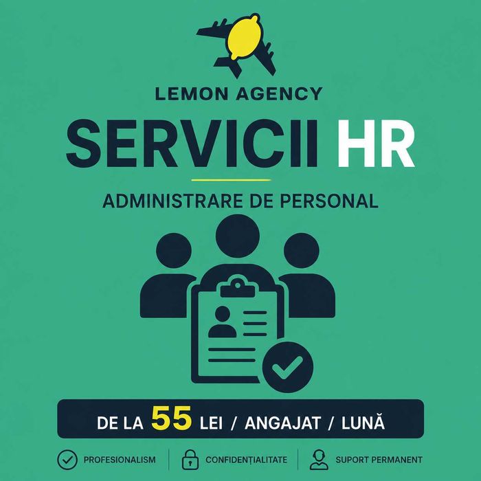 Servicii HR externalizate pentru firme - de la 55 lei/angajat