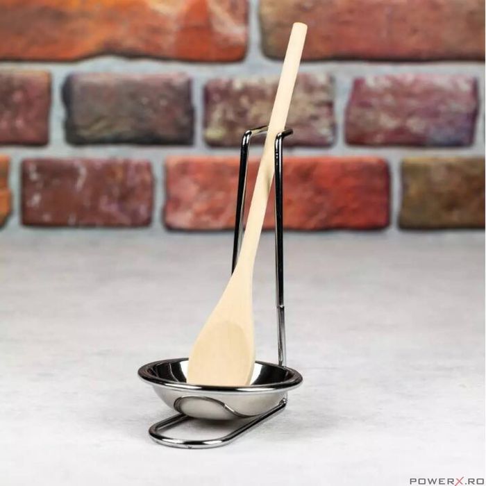 Lingura din lemn cu suport din inox, capacitate 8 ml, 10.5x17.5 cm,