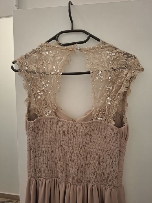 Rochie lungă Little Mistress London, nude-pudrat, elegantă, mărimea 40