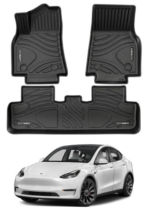 К-кт 3 части 3D трислойни TPE стелки за Tesla Model Y (2019-2023), NOVSIGHT, черни