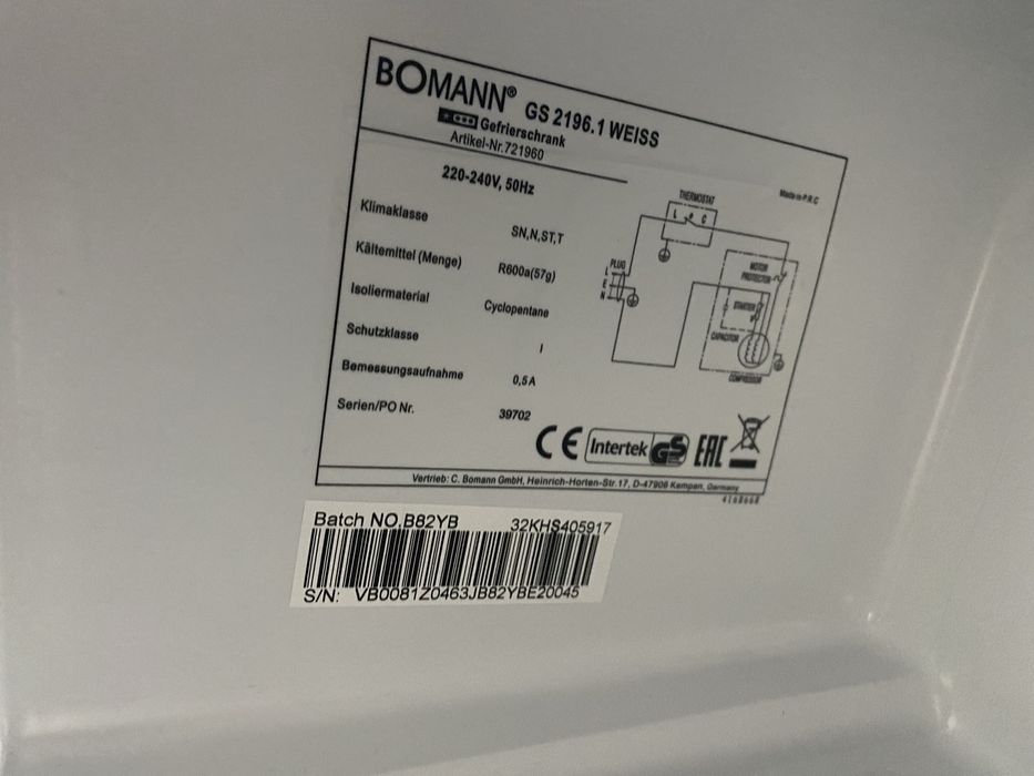 Фризер Bomann GS 2196.1. 87 l