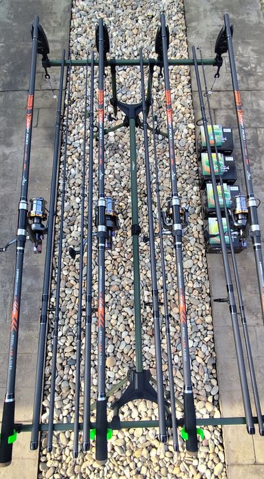 Set 4 Lansete 3,90m,4 Mulinete GH 7000 Long Cast,Rod Pod Echipat