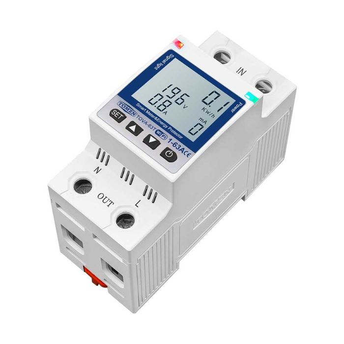 WiFi Смарт Защита и Електромер TOMZN TOVA-63T – 63A | Tuya Smart / Smart Life