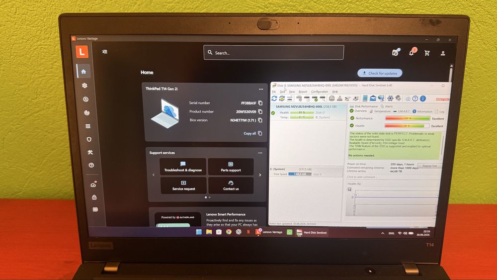 Lenovo Thinkpad T14 Gen 2i, core I5-1145G7, 16 GB RAM, 256 GB NVME Samsung- impecabile