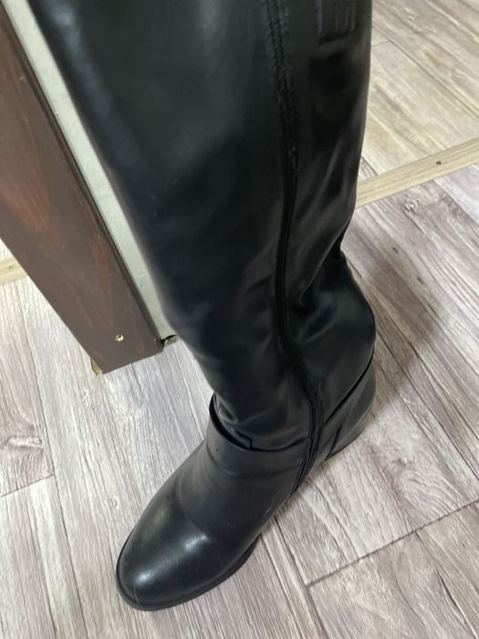 Сапоги черные кожанные