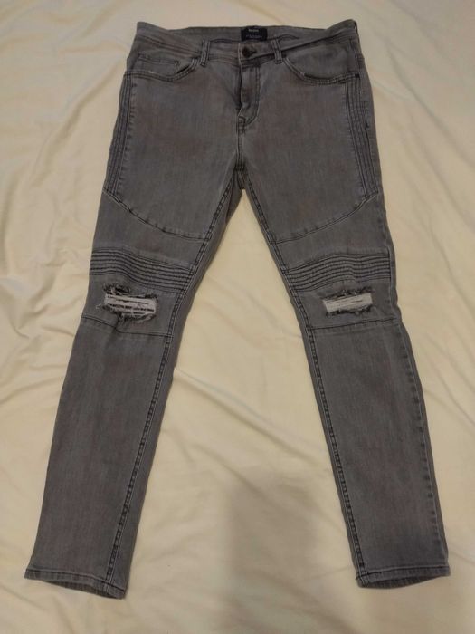 Pantaloni lungi blugi originali Bershka superbi gri